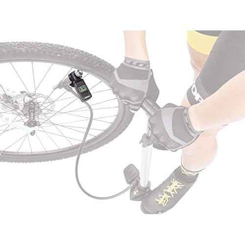 Topeak Shuttle Gauge Digital Tire Pressure Gauge ? 300 PSI / 20.7 Bar High-Precision Gauge for Presta, Schrader & Dunlop Valves ? Rotating Head, Air Release Button & Auto-Off Display