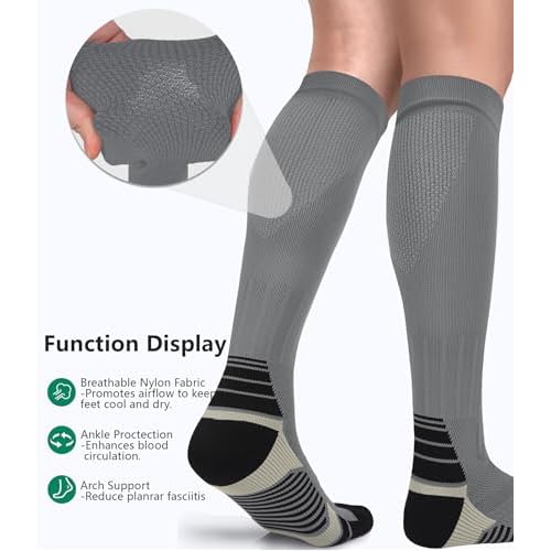 FuelMeFoot 3 Pack Copper Compression Socks - Compression Socks Women & Men Circulation - Best for Medical,Running,Athletic