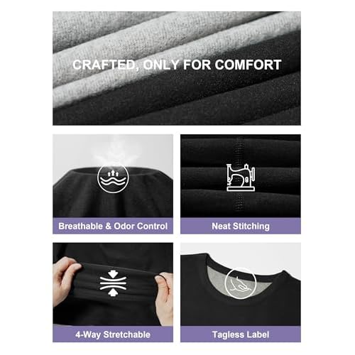 Warm Thermal Underwear Set Mens Base Layer Long Johns Winter Hunting Gear Bottom Leggings Top with Mens Crew Socks