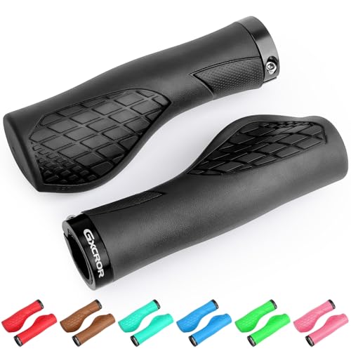 GXCROR Bike Grips,Ergonomic Bicycle Handlebars Grips Shock Absorbing Dual-Density Silicone,Universal 22.2mm Fit with 3D Non-Slip Pattern,Scooter Grips