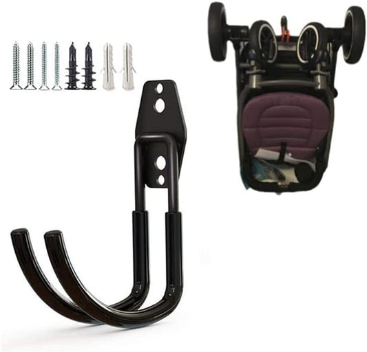 Zoele Wall Mount Baby Stroller Hanger - Durable Steel Rack for Stroller & Garage Tool Storage (Black)