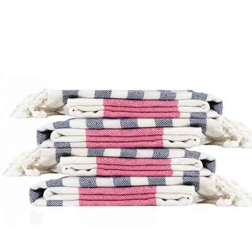 Cotton Turkish Beach Towel with Towels Oversized 36"x72" Pool Absorbent Extra Large Quick Dry Sand Travel Towel (Ros? & Riviera, 4 Pack)