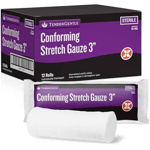 Conforming Stretch Gauze Rolls 3 Inch - Pack of 12 White Sterile Gauze Wrap for Wounds - Good for Sprained Ankles, Wrists, and More