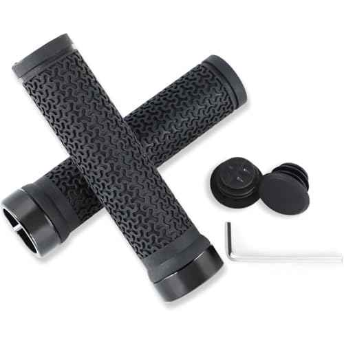 Bike Handlebar Grips 131mm Rubber Ergonomic Anti-Slip Bicycle Grips with End Caps & Screws, Shock-Absorbing Comfortable Lock-On Grips for 22.2mm MTB BMX Folding Bike E-Bike City Scooter