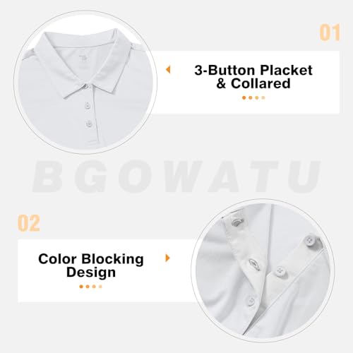 BGOWATU Women's Golf Shirts Sleeveless Polo Shirts Collared 3 Buttons Tennis Tank Tops UV Protection Quick Dry