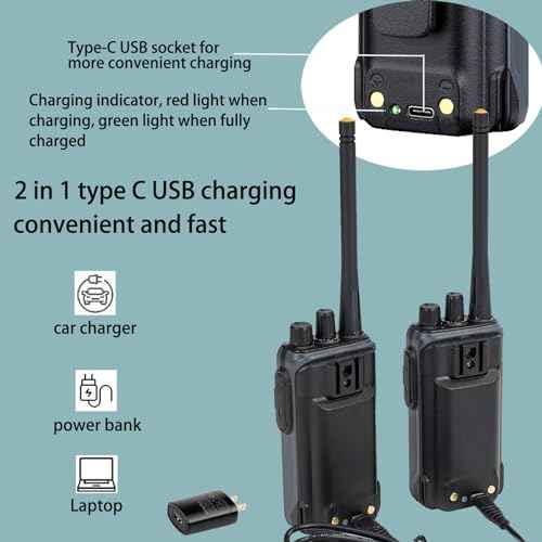 Retevis RB17 Walkie Talkies for Adults,Rechargeable 2 Way Radio with USB Charging,Durable Two Way Radios with 4400mAh Large Battery,Handsfree Emergency Alarm,for Gifts Skiing Hunting Outdoor(4 Pack)