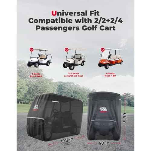 KEMIMOTO 600D Waterproof Golf Cart Cover, Universal Heavy Duty Large Golf Cart Rain Cover with Storage Bag Compatible with EZGO Club Car 2/2+2/4 Passenger, Black