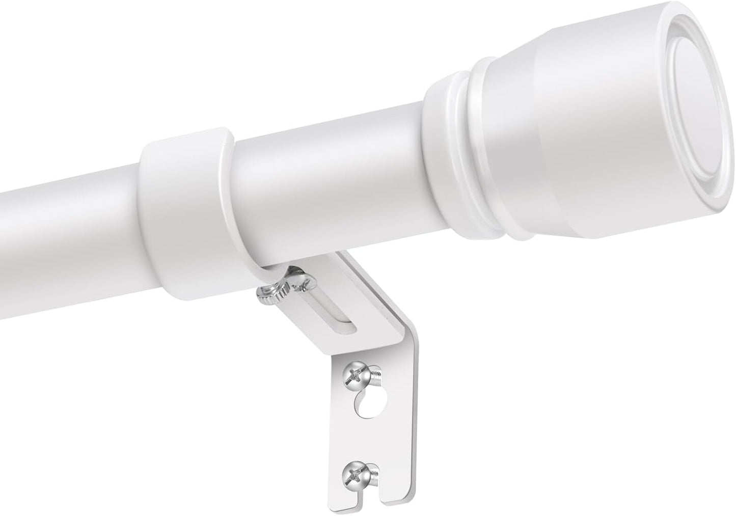 Skiennix Adjustable Curtain Rod - Heavy Duty 1” Diameter, 30 to 144 Inch, Matte White Finish