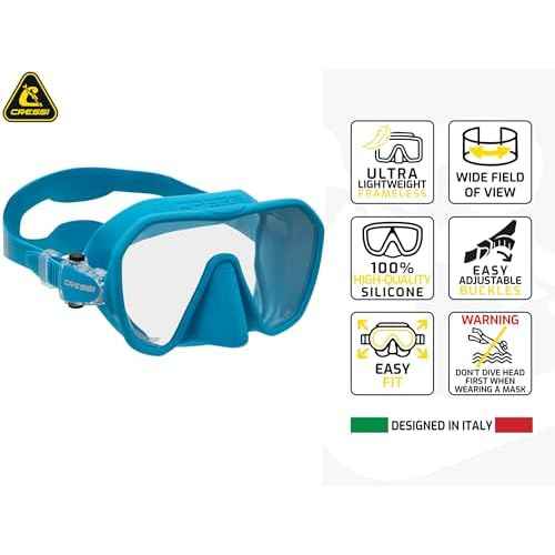 Cressi Adult Frameless Diving Mask - Wide View Mono Lens - Low Internal Volume - Pure Soft Silicone - Z2S: Designed in Italy by Cressi