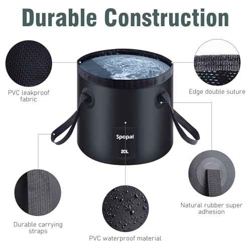 Collapsible Bucket with Handle 20L, Multifunctional Folding Water Container for Camping, Hiking, Traveling, Fishing, Laundry, Gardening, Waterproof, Durable, Lightweight