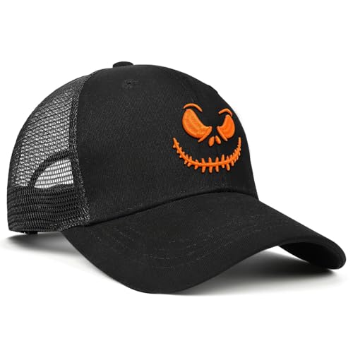 Halloween Hat, Baseball Cap for Men Women,Black Trucker Hats Adjustable