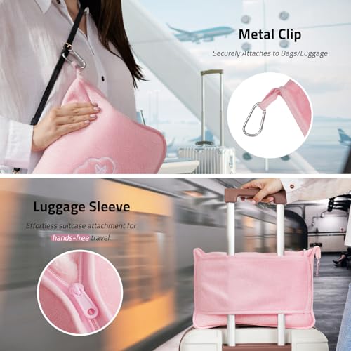 Travel Blanket, Airplane Blanket with Bag, Ultra-Soft, Warm & Lightweight, 65x40 in, Outdoor Blanket Essentials for Women, Men & Kids, Included Eye Mask, Luggage Sleeve & Backpack Clip