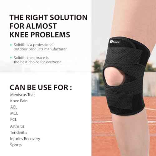 Knee Brace with Side Stabilizers for Meniscus Tear, Adjustable Knee Wrap for Pain Relief, Breathable Compression Knee Support for Knee Pain, ACL, MCL, Arthritis, Sports, Women&Men (Black, Large)