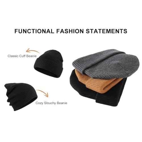 Home Prefer Beanie Hat for Men Women Winter Hats for Men Women Warm Cuff Beanie Knit Skull Cap for Running Hiking Gardening