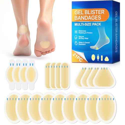 Blister Pads for Feet, 21pcs Multi-Size Feet Blister Cushion Pads, Blister Prevention -Water & Sweat Resistant, Secure All-Day Wear