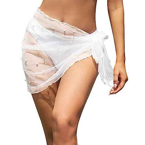 Ekouaer Womens 2025 Sarongs Beach Wraps Chiffon Beach Cover Up Short Sheer Bikini Wraps S-3XL