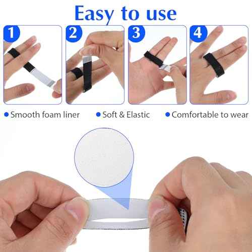 10 Pack Hook and Loop Finger Wrap, Washable and Reusable Buddy Straps for Fingers, Buddy Tape Finger Straps, Finger Buddy Straps for Injured Finger Support (Black)