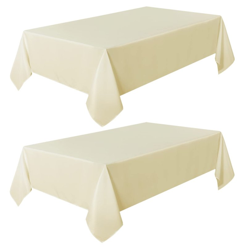 sancua 2 Pack Beige Tablecloth 54 x 78 Inch, Rectangle 4 Feet Table Cloth - Stain and Wrinkle Resistant Washable Polyester Table Cover for Dining Tables, Buffet Parties and Camping