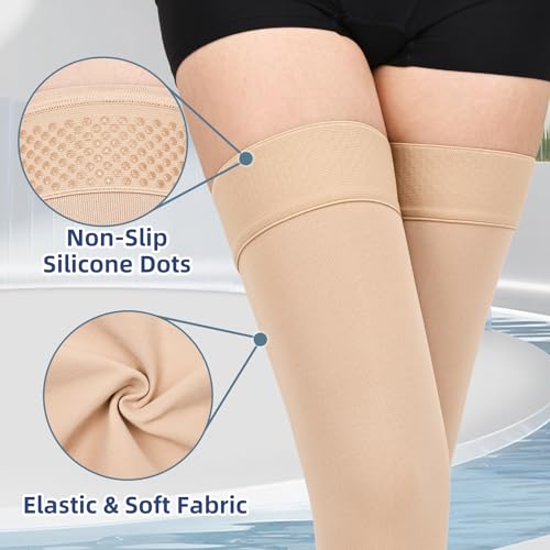 20-30 mmHg Compression Stockings for Women & Men,Thigh High Medical Compression Socks,Support Graduated Compression Hose Sock for Treatment Varicose Veins Swelling-Closed Toe/Open Toe/Footless