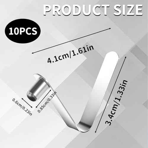 10PCS Stainless Steel Push Pin Clip, Kayak Tent Pole/Paddle Spring Snap/Tent Pole Clips, Tent Pole Push Button Spring Clips for Camping Kayak Paddle Tent Pole, Tube Locking Pin Clips, 8 mm