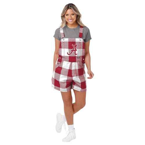 FOCO NCAA womens Ncaa College Ladies Fashion Bib Shortalls Summer Shorts Overalls