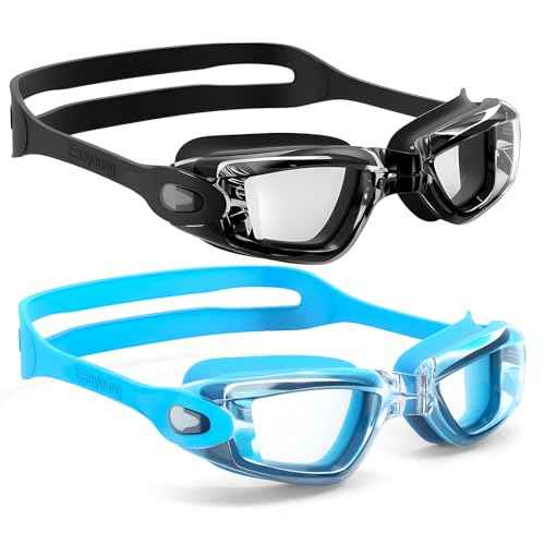 EasYoung Kids Swim Goggles, 2-Pack Swimming Goggles for Kids 3-15, Anti-fog Clear Lens Swimming Goggles for Child Youth.