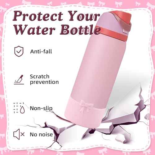 8.5CM Bow Silicone Anti-Slip Boot for Owala 32oz Water Bottle,FreeSip/Twist/Flip Stainless Steel Water Bottle, Protective Sleeve Bottom Cover Accessory