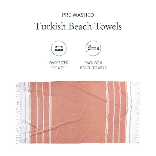 LANE LINEN 6-Pack Oversized Pre-Washed Beach Towels, Stylish Quick-Dry Pool & Travel Towels for Adults, 39"x71" - Diamond Multi Colors