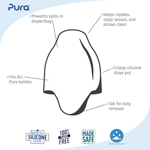 Pura Kiki Nipple/Spout Silicone Travel Covers - Pura Lids Compatible | Plastic-Free, Medical Grade, MadeSafe Certified | Prevents Leaks & Spills, Secure Fit | 2-Piece (Rose + Carrot)