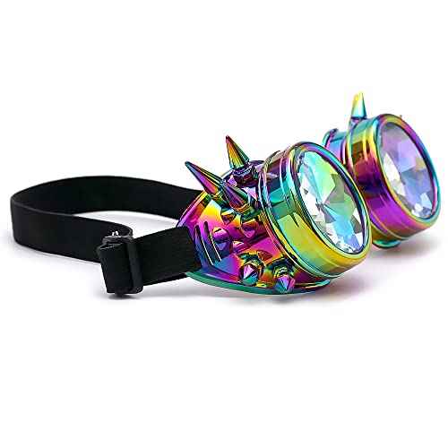Lelinta Kaleidoscope Rave Goggles Steampunk Goggles Glasses Halloween Costume Accessories for Men Women Cosplay Party
