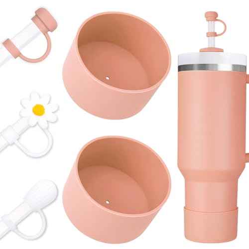 Boot and Straw Cover Set - 2pcs Silicone Boot, 3pcs Straw Cap, Bottom Protector for Stanley Cup H2.0 30oz & 40oz, Exact Color Match with Stanley, Accessories