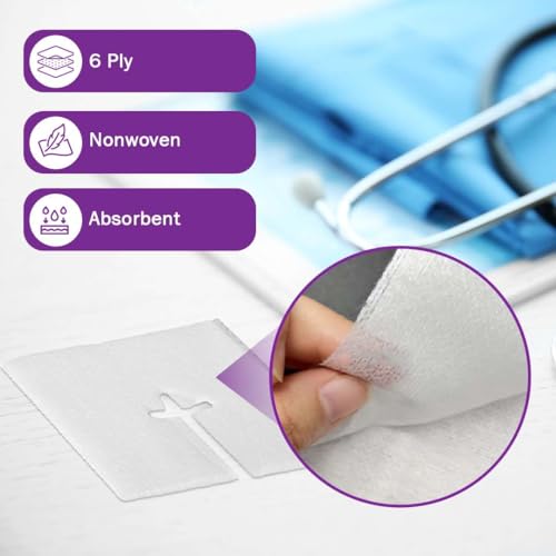 Split Gauze Sponges 4x4 Sterile - 2 Packs of 100 6 Ply Feeding Tube Pads - Drain Sponges for Catheters, IVs, Tracheostomy, and G Tubes