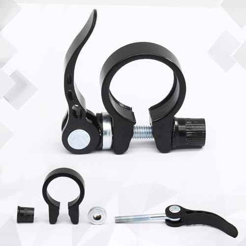 28.6mm Bicycle Seat Post Clamp, Aluminium Alloy Bike Quick Release Clamp Seatpost Collar, Type 1, Black