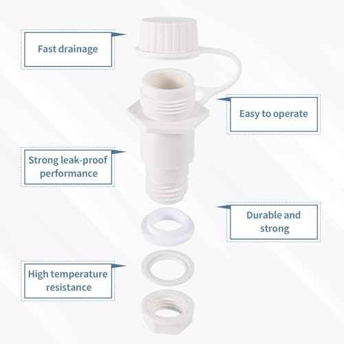 BOXOB Cooler Drain Plug Kit for Igloo, Threaded Drain Plug with Plastic Tethered Cap for Cooler Replacement Parts and Accessories Anti-Leak Compatible with Igloo 50-165 Qt(White)
