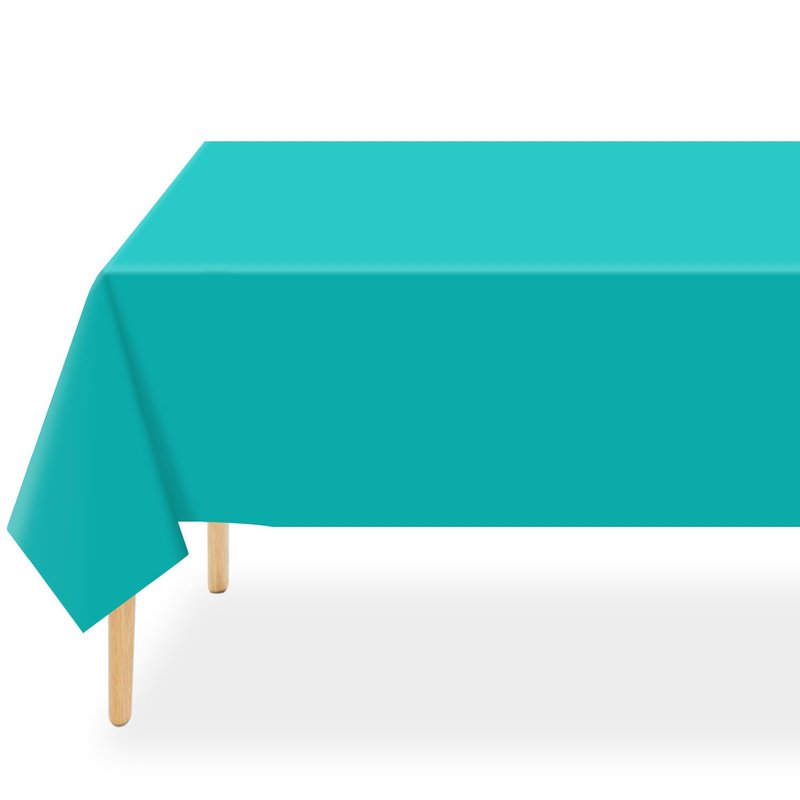 QIKSION Teal Plastic Table Cloth Disposable 2 Pack, 54 x 108 Inch Tablecloths for Easter Party, Summer, Turquoise Rectangle Table Cover