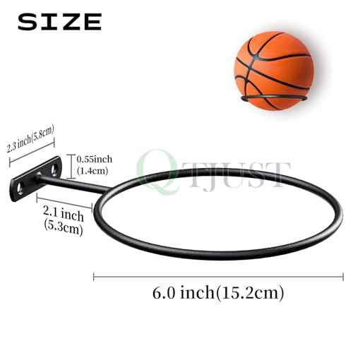 Mounted Ball Wall Storage Display Universal Ball Rack Metal Black Rack Holder Space Saver for Basketball Football Volleyball Soccer Storage Display