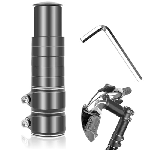 Bike Stem Riser Adjustable,Handlebar Extender, Increases Height Up to 5.2" for 1-1/8" Most Bicycle Road Bike, MTB, BMX, Cycling (Black)