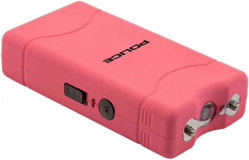 High Voltage Mini Police Stun Gun 800 - Rechargeable Self Defense with LED Flashlight - Compact Personal Security for Women - Pink