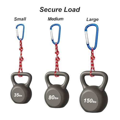 Carabiner Clip Multi Size Pack, Aluminum Carabiner Includes Small 2 Inch Carbineers, Medium 2.3" D Ring Clip, Large 3 Inch Caribiner Heavy Duty for Backpack