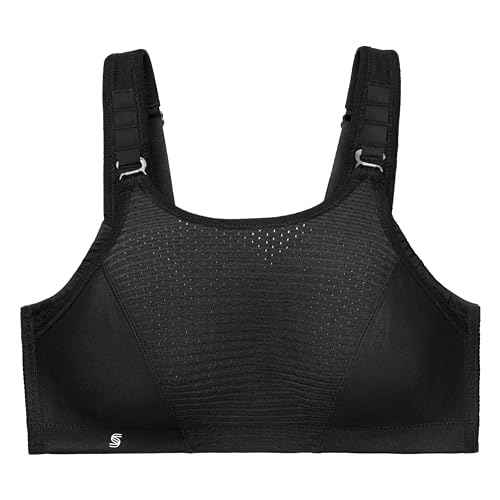 Full Figure Plus Size Custom Control Sports Bra Wirefree #1166 Solid Black 34DD