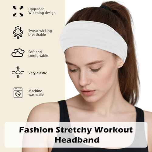 Headbands for Women 12PCS, Wide Sports Headbands, Elastic Soft Running Fashion Headband Absorb Sweatbands Non Slip Headbands for Fashion, Washing Face, Workouts,Yoga, Daily Use