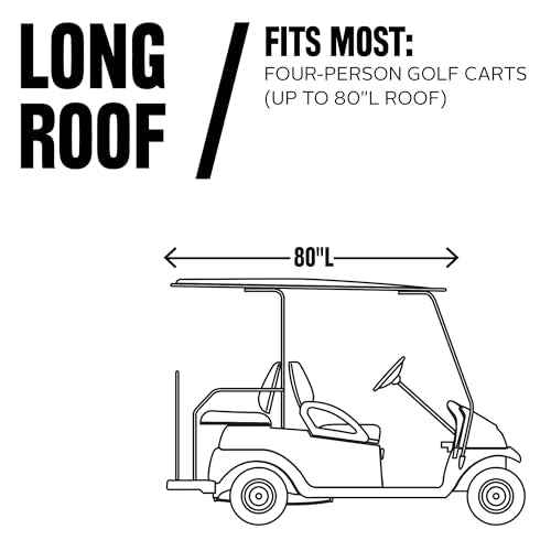 Classic Accessories Fairway Long Roof 4-Person Golf Cart Quick-Fit Cover, Black