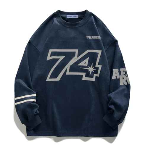 Aelfric Eden Oversized Crewneck Sweatshirts for Men Vintage Graphic Pullover Loose Fit Streetwear Long Sleeve Top
