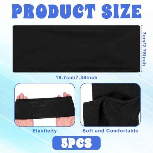 5 Pcs Sports Headbands, Elastic Soccer Headbands Boys Sports Sweatbands Breathable Sweat Wicking Headband for Football Running Basketball Tennis