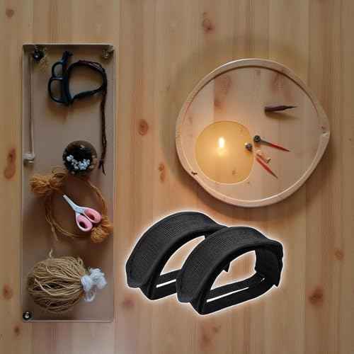 2-Pack Black Bike Pedal Toe Straps, Fixed Gear Cycling Foot Straps with Beam Design Bike Pedals