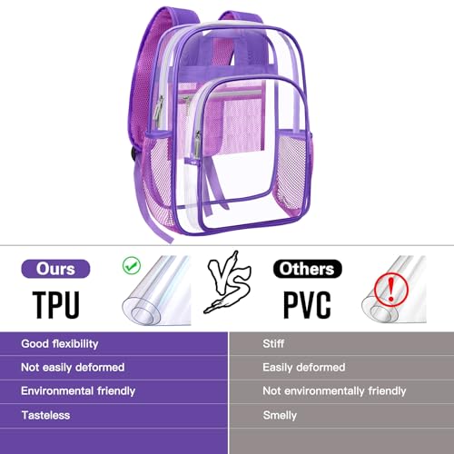 HEEYA Clear Backpack Heavy Duty Transparent Backpack for Security, Sports, Work, Travel, Stadium