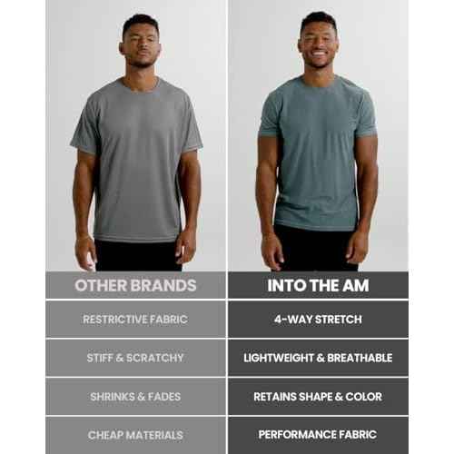 INTO THE AM Workout Shirts for Men - Ultra-Lightweight Short Sleeve Tees Athletic Gym Running S - 4XL