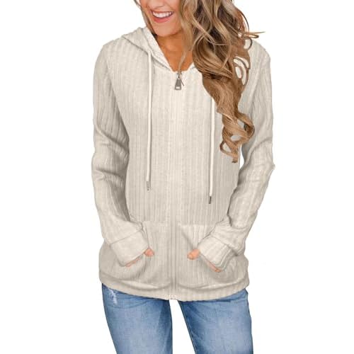 JomeDesign Sweaters for Women Long Sleeve Sweatshirt Fashion Hoodies Zip Up Loose Casual Fall Tops S-XXL
