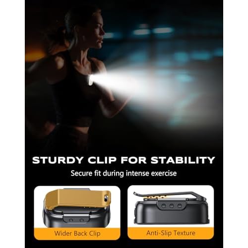 500LM Ultra Bright Mini EDC Flashlight, 10 Modes Running Lights for Runners with Spot & Flood Light, IP65 Waterproof Rechargeable Small Clip on Flashlight for Camping, Hiking, Jogging, Work