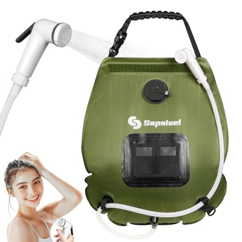 sapsisel Camping Shower Bag, 5 Gal/20L Solar Heating Camping Shower with Upgraded Hose and Shower Head,Portable Shower for Camping,Solar Shower